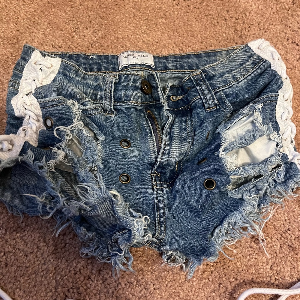 Blue Distressed Denim Shorts